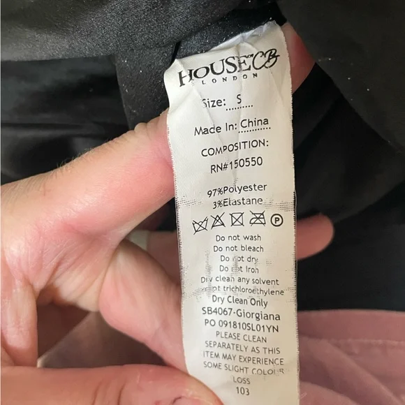 House of CB London Dress Small Giorgiana Ruched Long Sleeve Satin Black Party - Picture 7 of 8